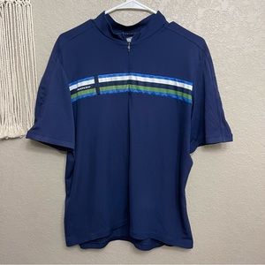 Sugoi Men's L Cycling Jersey 1/4 Zip Bicycle Racing Bike Blue White Pockets